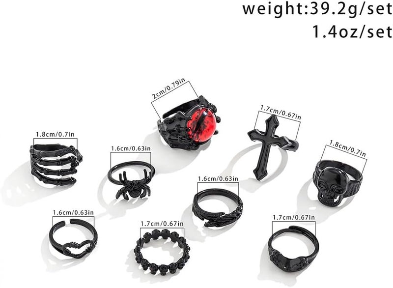 CSIYANJRY99 Black Knuckle Rings Set for Women Vintage Stackable Midi Rings Boho Crystal Pearl Sea Wave Finger Ring Pack - Image 5